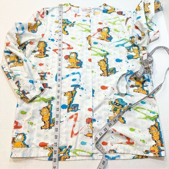 Vintage Garfield Scrub Jacket Cherokee Brand Painter Artist Cartoon Size S - Picture 13 of 13